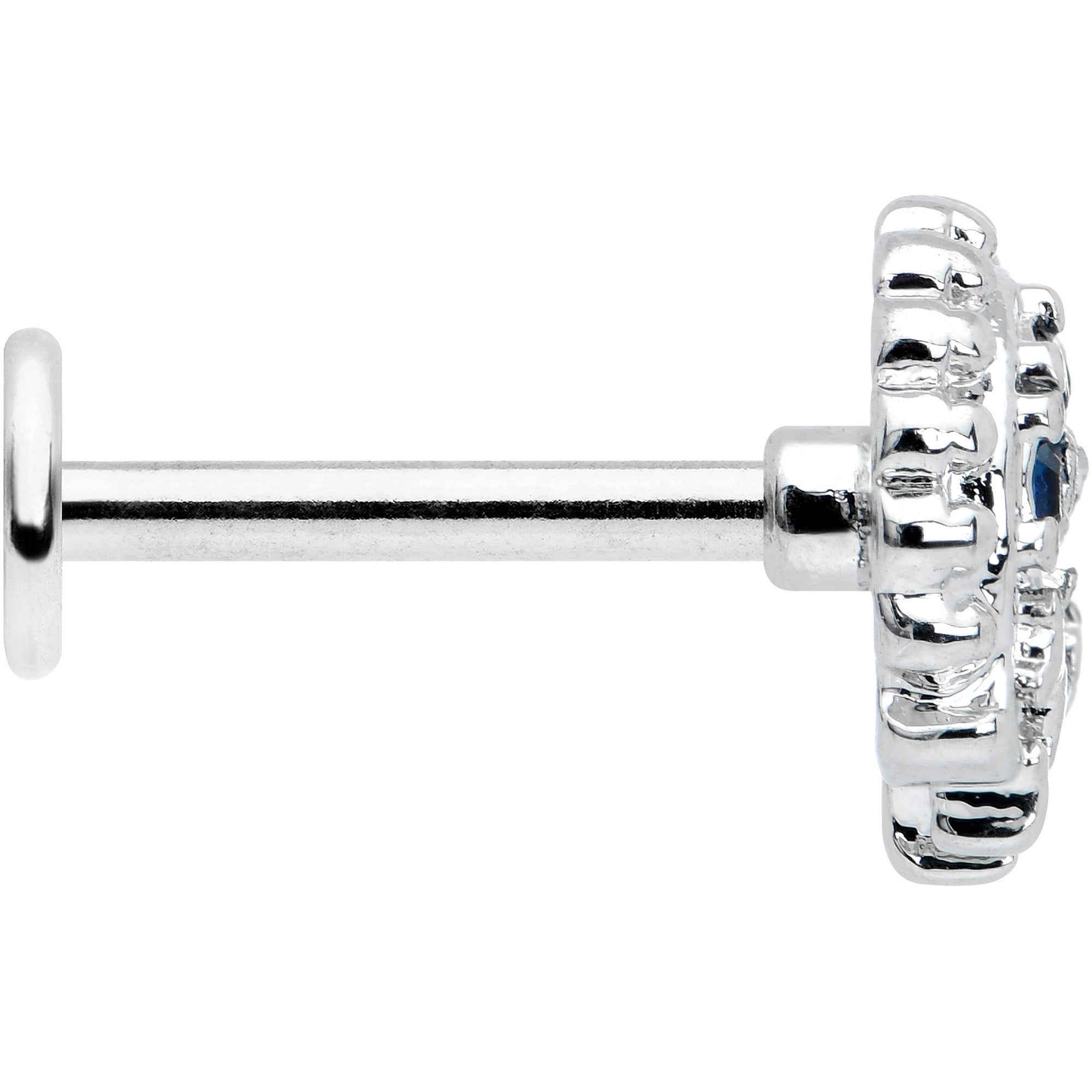 16G 5/16 Blue Clear Gem Abstract Arch Labret Monroe Tragus