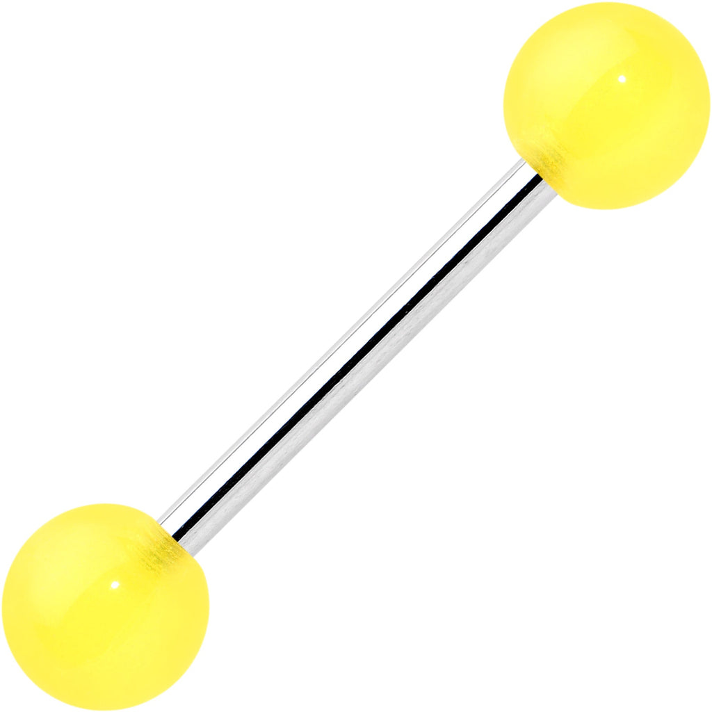 Bright Sunny Yellow Ends Barbell Tongue Ring
