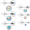 Aurora Gem 3mm to 8mm Ball End Stud Earrings Set of 6