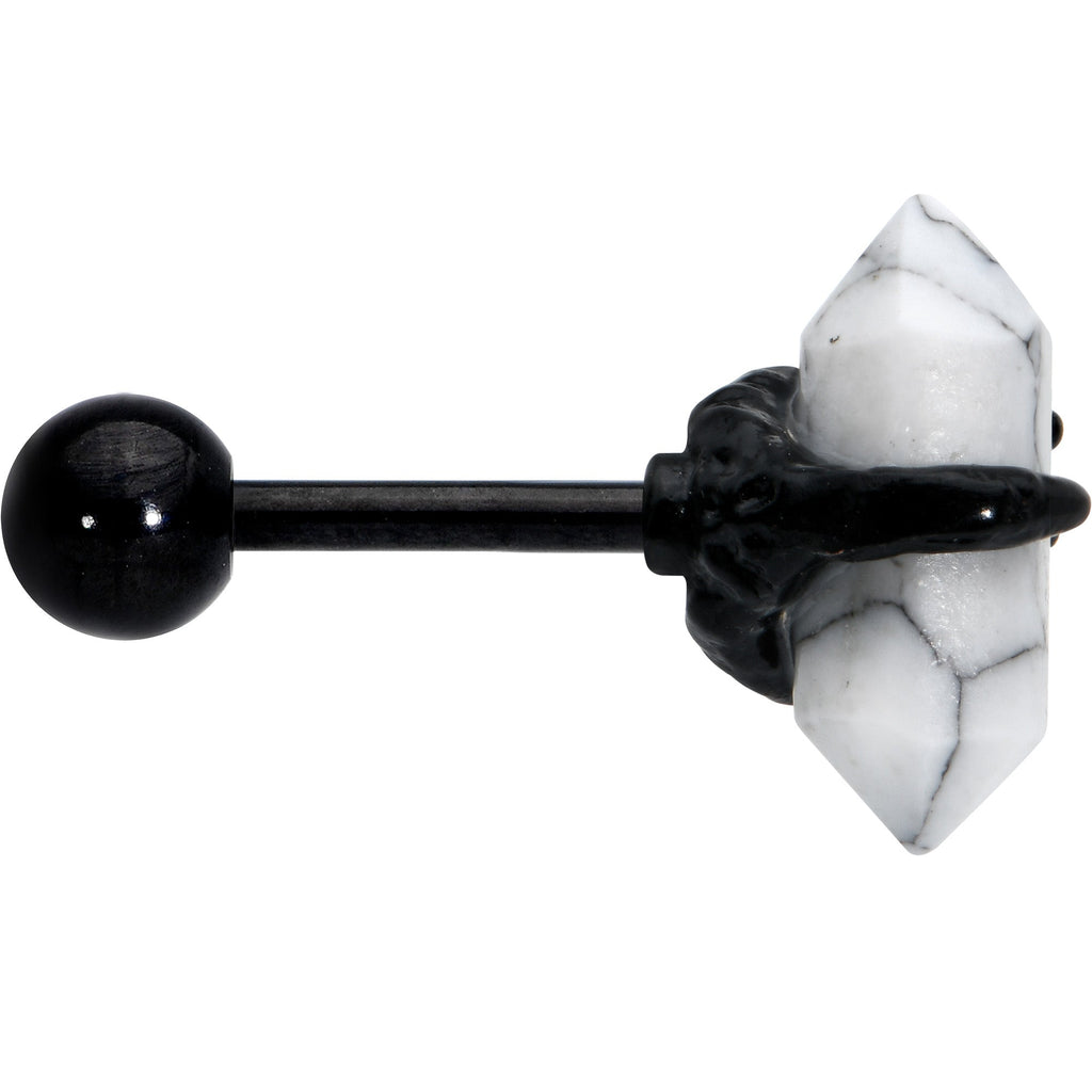 16G 1/4 White Howlite Black Claw Obelisk Cartilage Earring