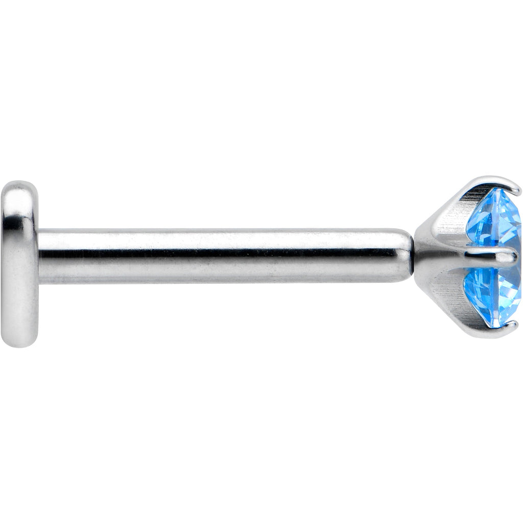 16G 5/16 Blue CZ ASTM F-136 Implant Grade Titanium Threadless Heart End Labret