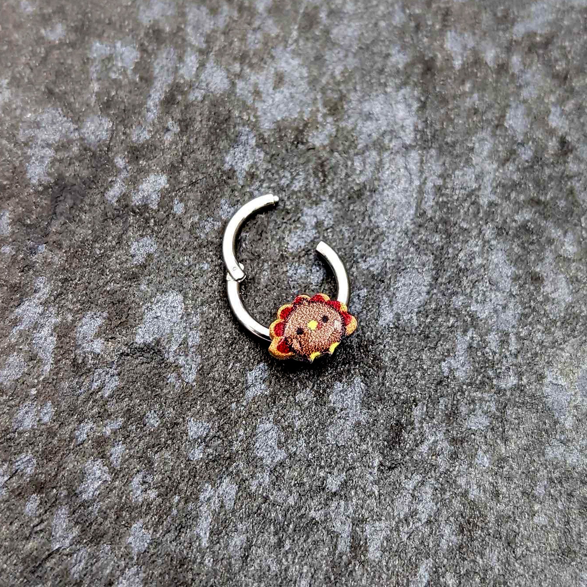 16G 5/16 Sweet Tiny Turkey Thanksgiving Hinged Segment Ring
