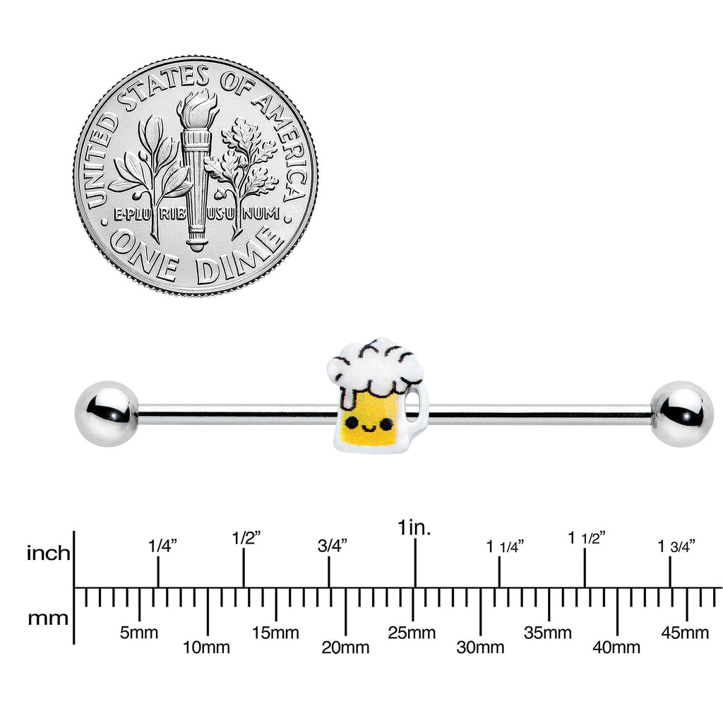 14G Sweet Happy Beer St Patricks Day Industrial Barbell 38mm