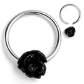 16G 3/8 Open Bloom Rose Black BCR Captive Ring