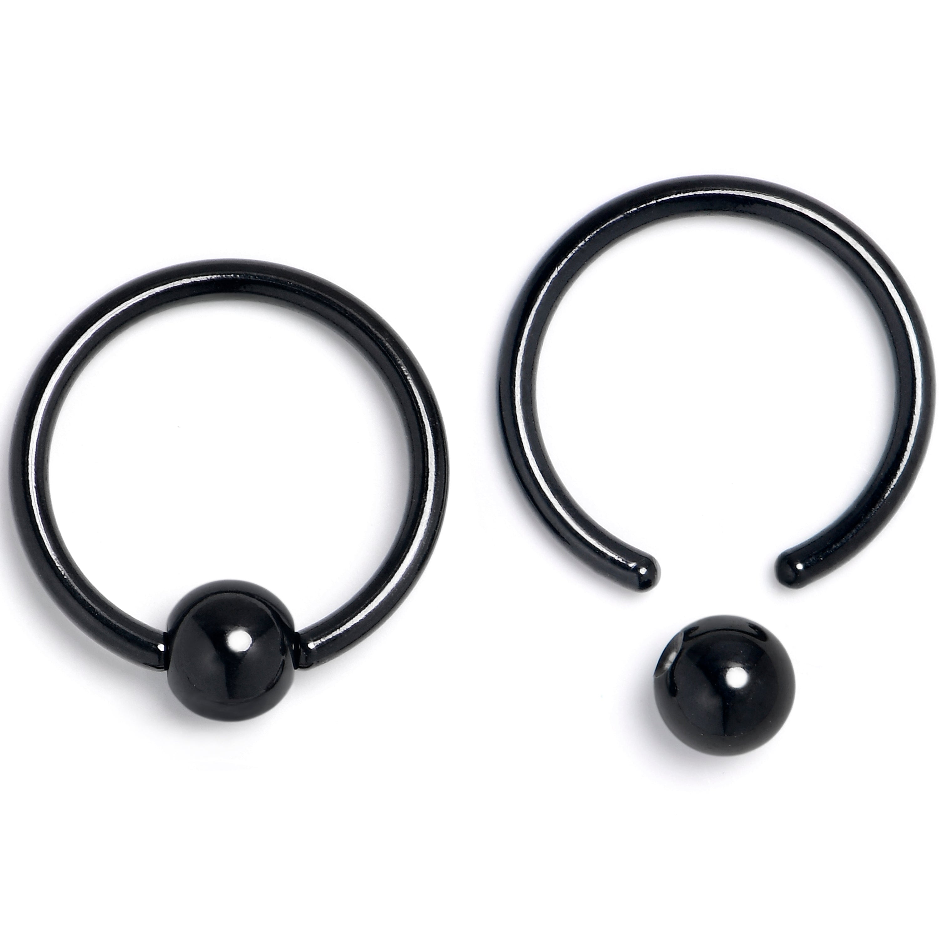16G 3/8 Black Medieval Sword BCR Captive Ring Set of 4