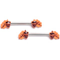 14G 9/16 Acorn Oak Leaf Autumn Barbell Nipple Ring Set