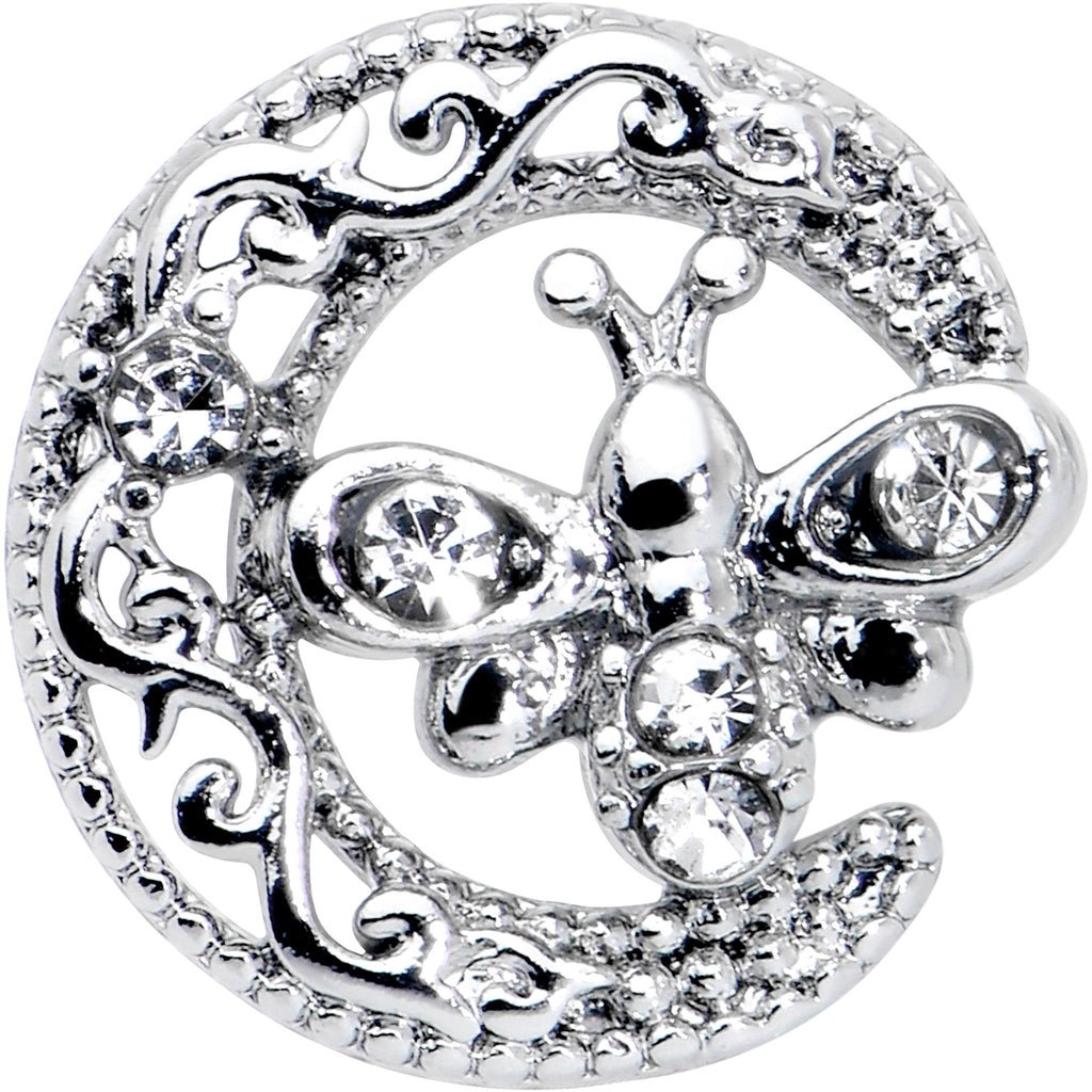 16G 1/4 Clear Gem Lunar Dragonfly Cartilage Tragus Earring