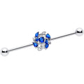 14G Blue Gem Twining Vine Industrial Barbell 38mm