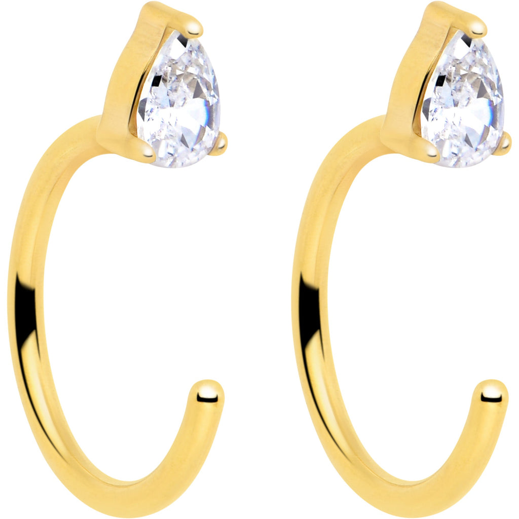 20G Implant Grade Titanium Triangle Gem Open Hoop Earrings