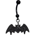 Glittery Black Bat Dangle Belly Ring