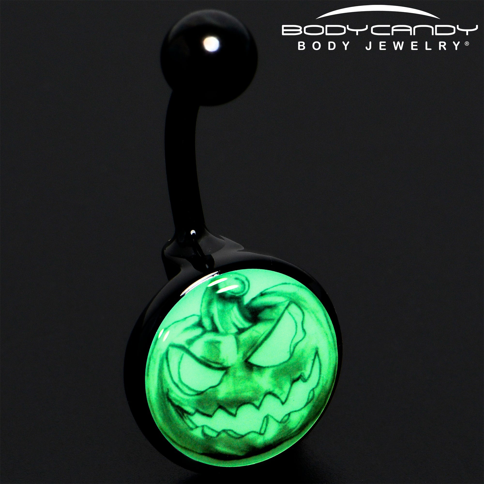 Black Titanium Bad Jack O' Lantern Glow in the Dark Belly Ring