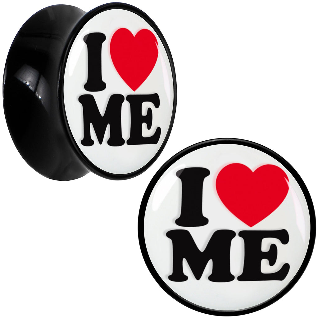 Black Acrylic I Love Me Double Flare Plug Set by Onyx O