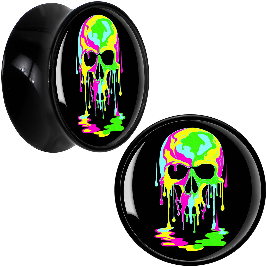 Ultra Bright Melting Skull Black Acrylic Saddle Plug Set by Onyx O