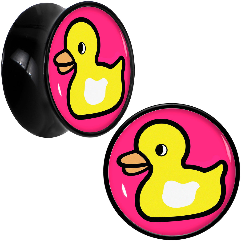 Black Acrylic Yellow Ducky Double Flare Plug Set by Onyx O