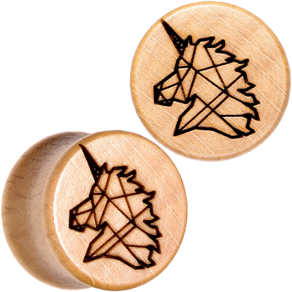 Organic Beechwood Geometric Unicorn Saddle Plug Set 0G to 25mm