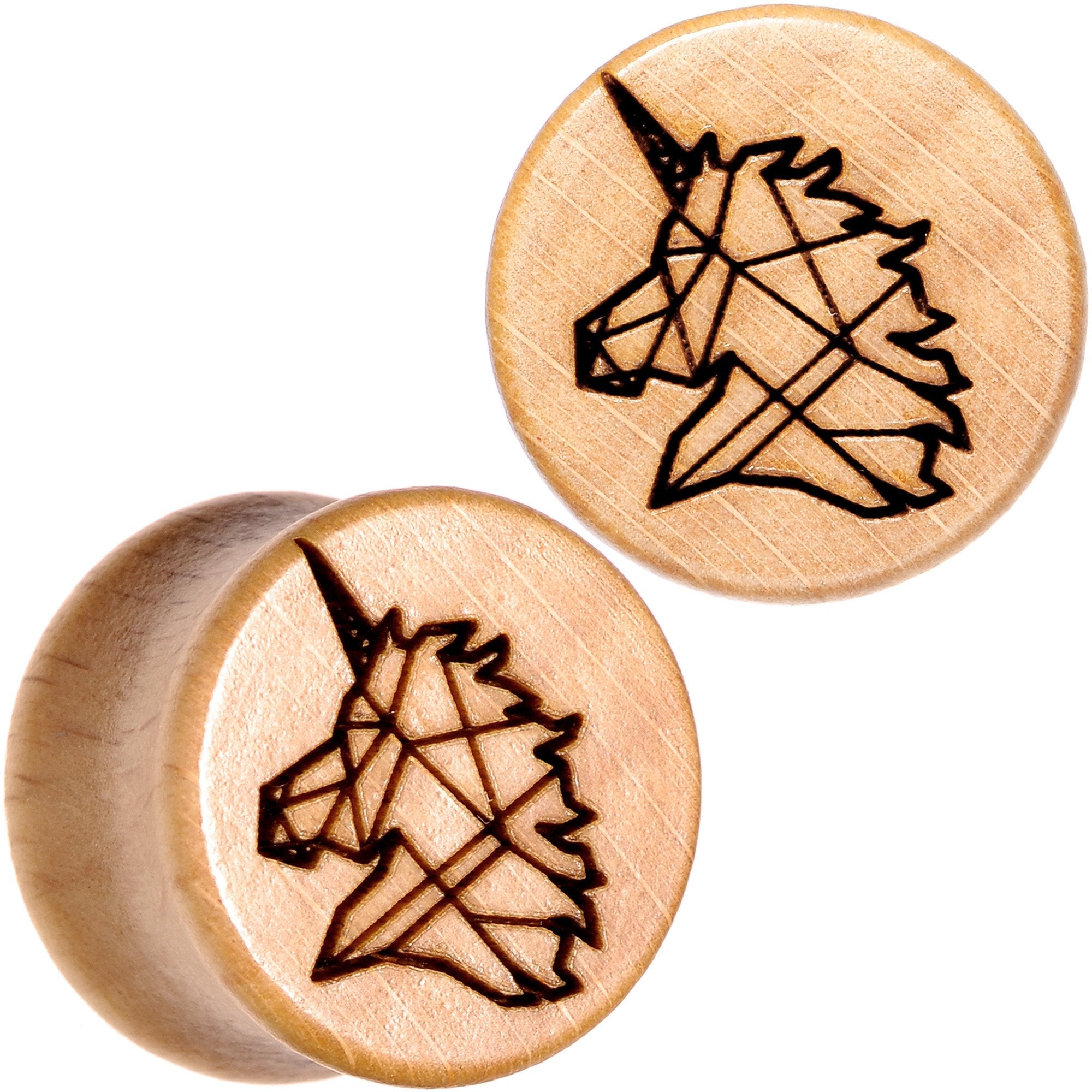 Organic Beechwood Geometric Unicorn Saddle Plug Set 0G to 25mm