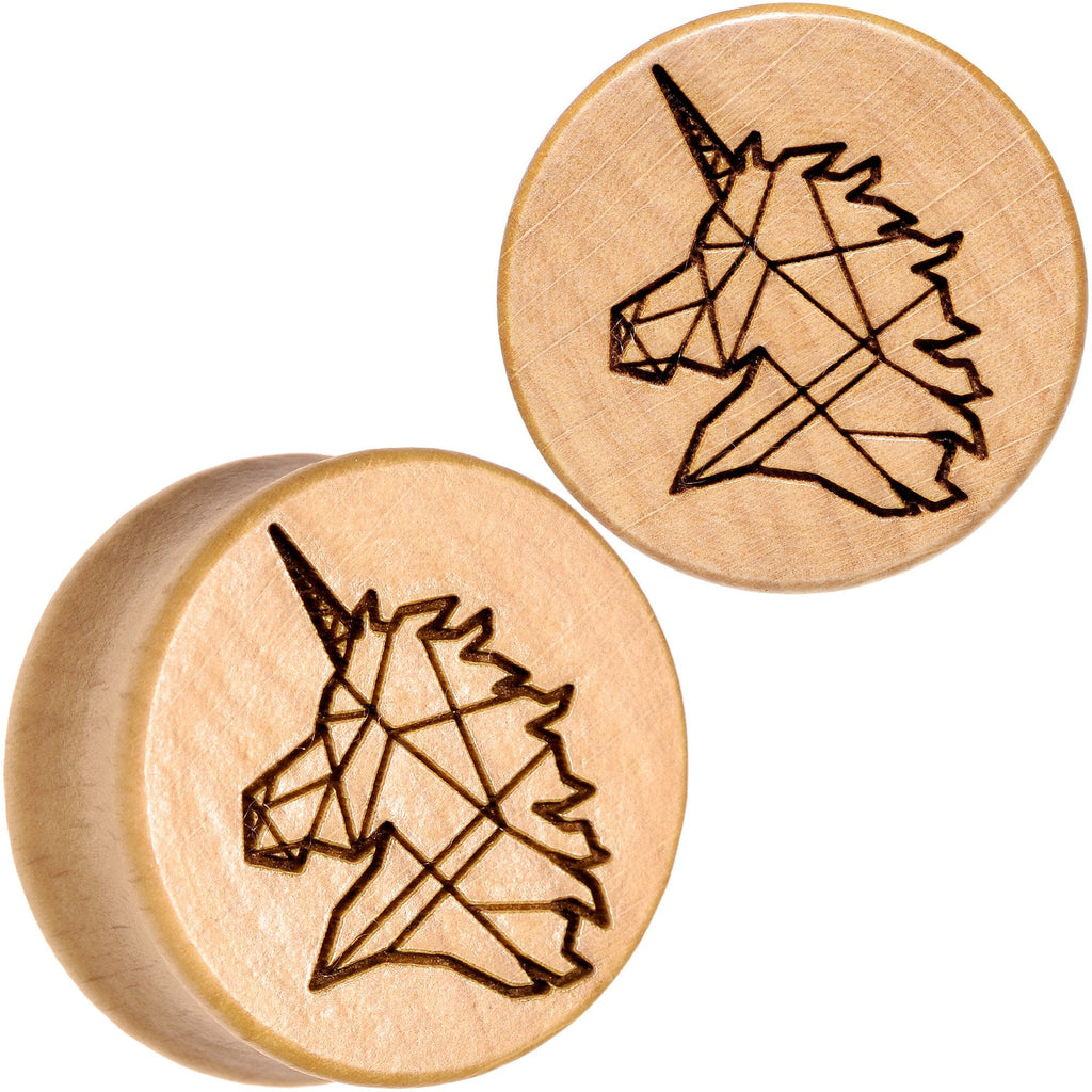 Organic Beechwood Geometric Unicorn Saddle Plug Set 0G to 25mm