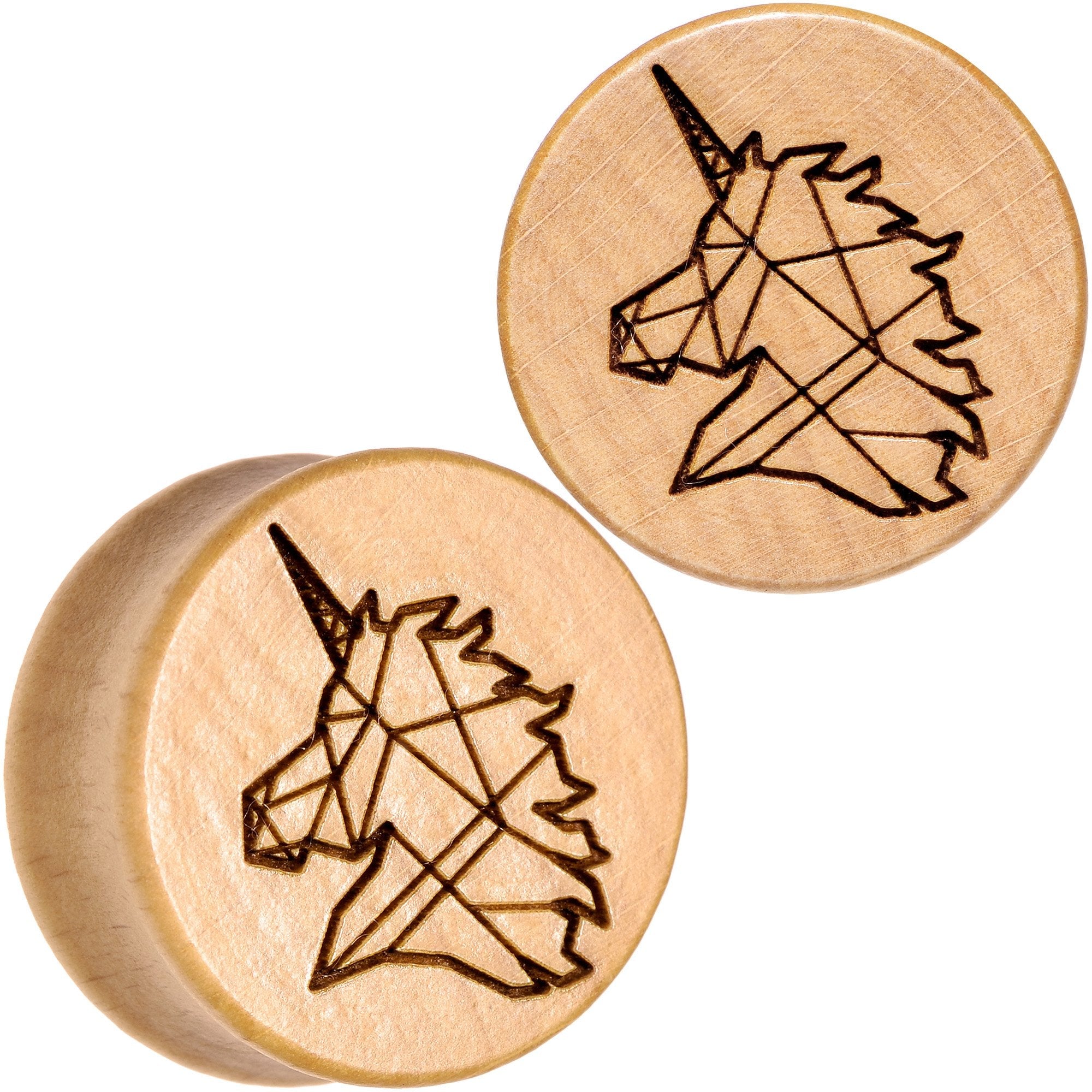 Organic Beechwood Geometric Unicorn Saddle Plug Set 0G to 25mm