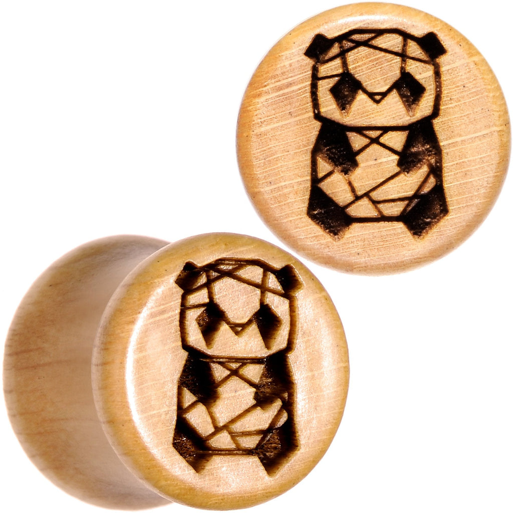 Organic Beechwood Geometric Panda Saddle Plug Set 0G to 25mm