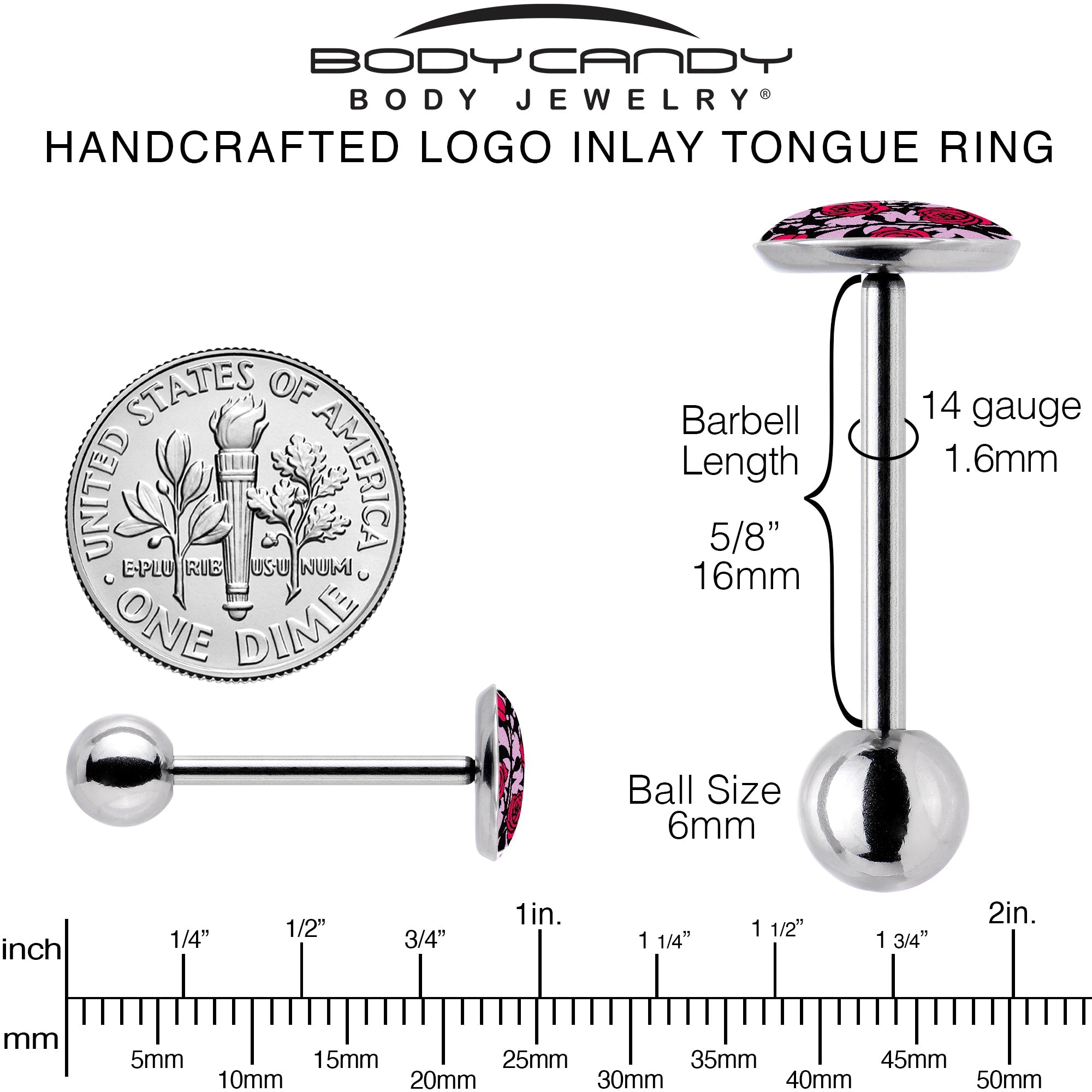 Blossom Creation Floral Love of Roses Barbell Tongue Ring by Onyx O