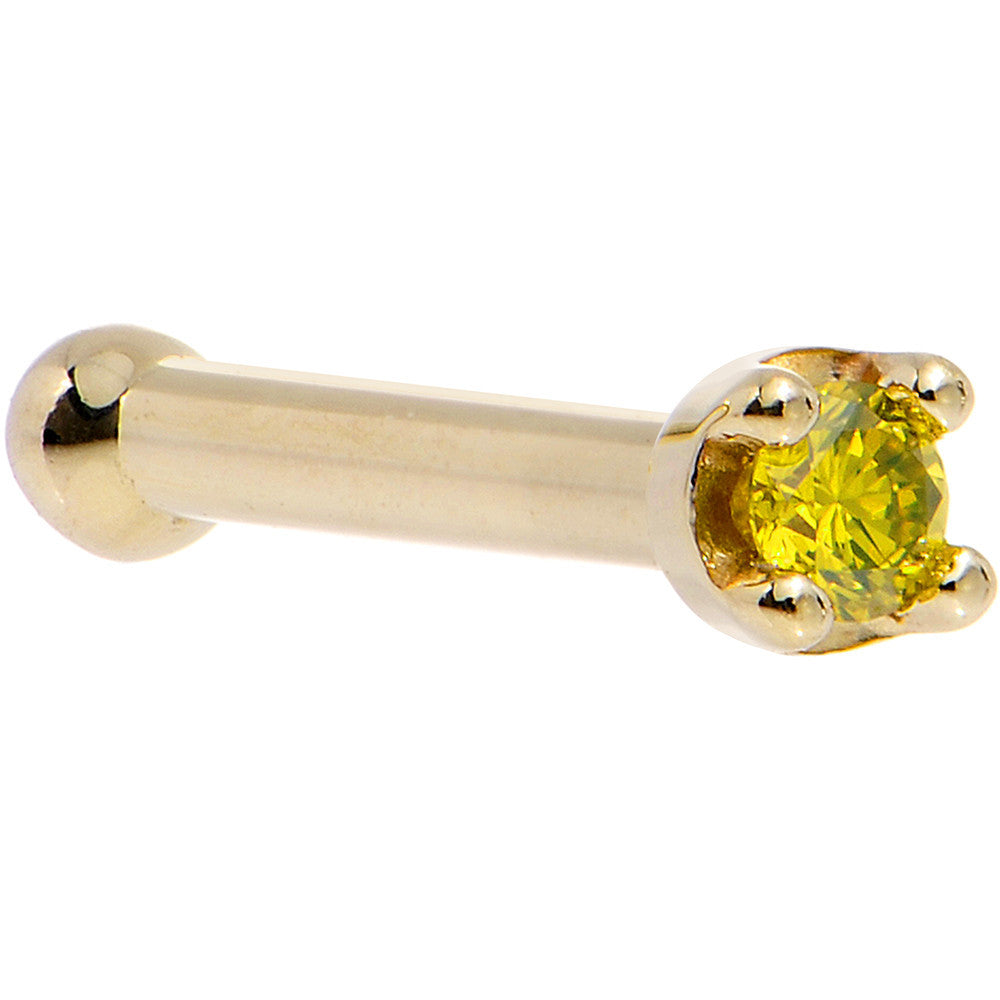 Solid 18K Yellow Gold 1.5mm Genuine Yellow Diamond Nose Ring
