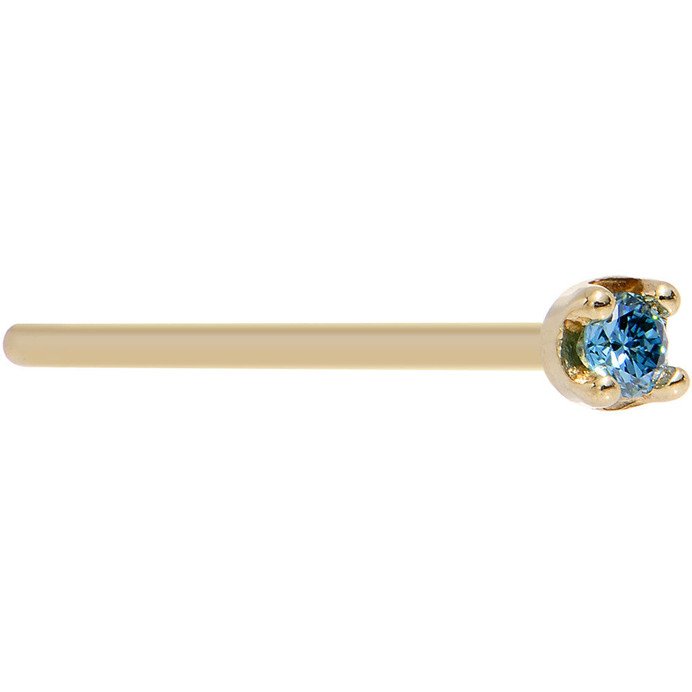 Solid 18K Yellow Gold 1.5mm Genuine Blue Diamond Nose Ring
