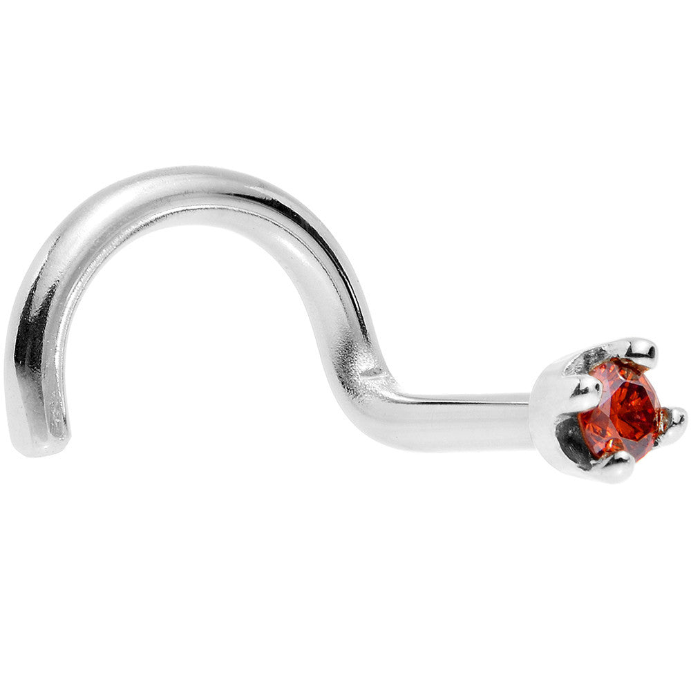 Solid 18K White Gold 1.5mm Genuine Red Diamond Nose Ring