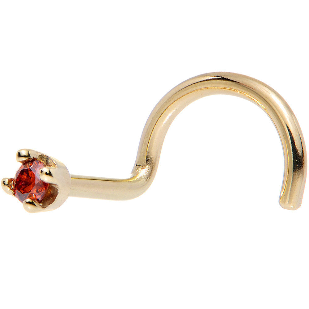 Solid 18K Yellow Gold 1.5mm Genuine Red Diamond Nose Ring