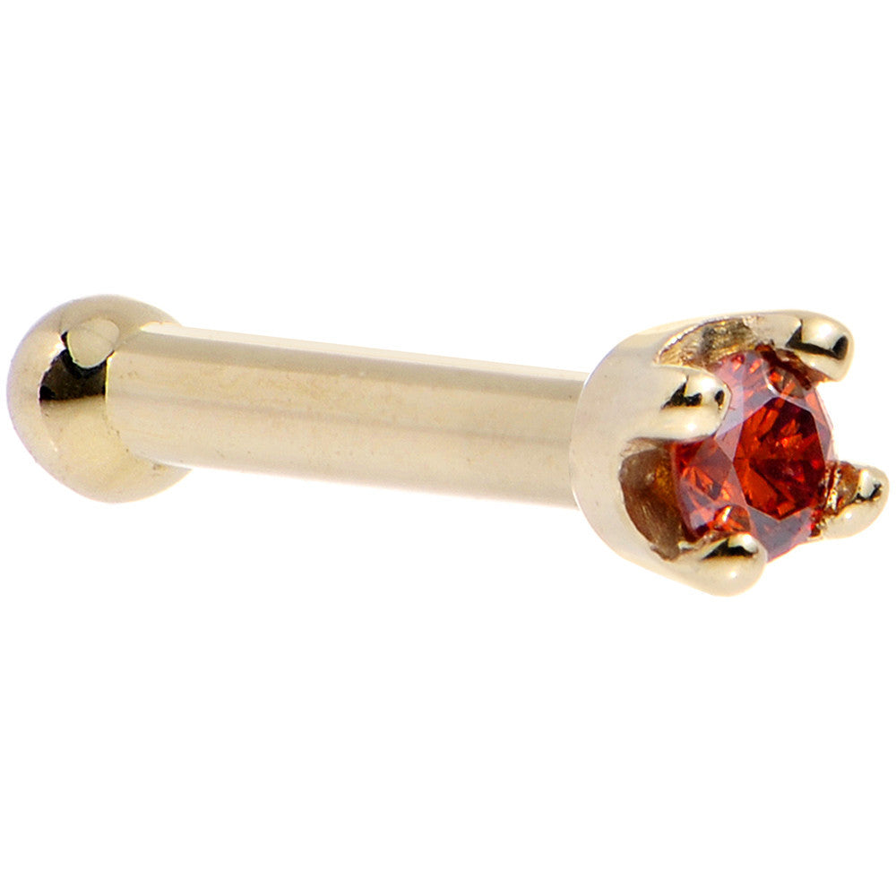 Solid 18K Yellow Gold 1.5mm Genuine Red Diamond Nose Ring