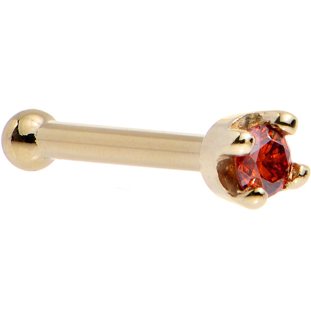 Solid 18K Yellow Gold 1.5mm Genuine Red Diamond Nose Ring