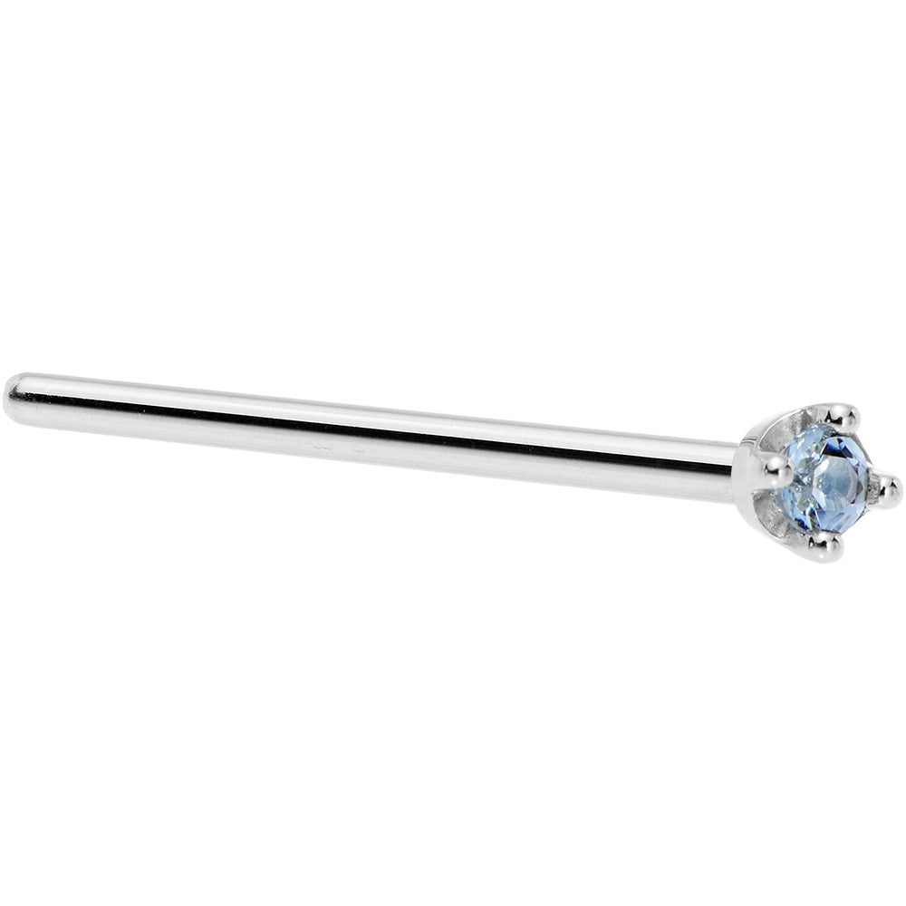 Solid 18K White Gold 1.5mm Genuine Topaz Nose Ring