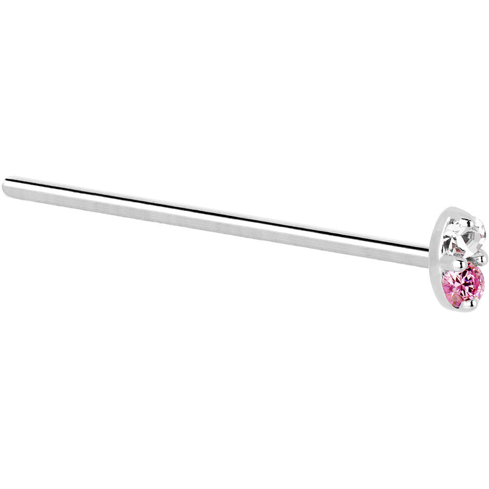 14k White Gold 1.5mm Genuine Pink Sapphire Diamond Marquise Nose Ring