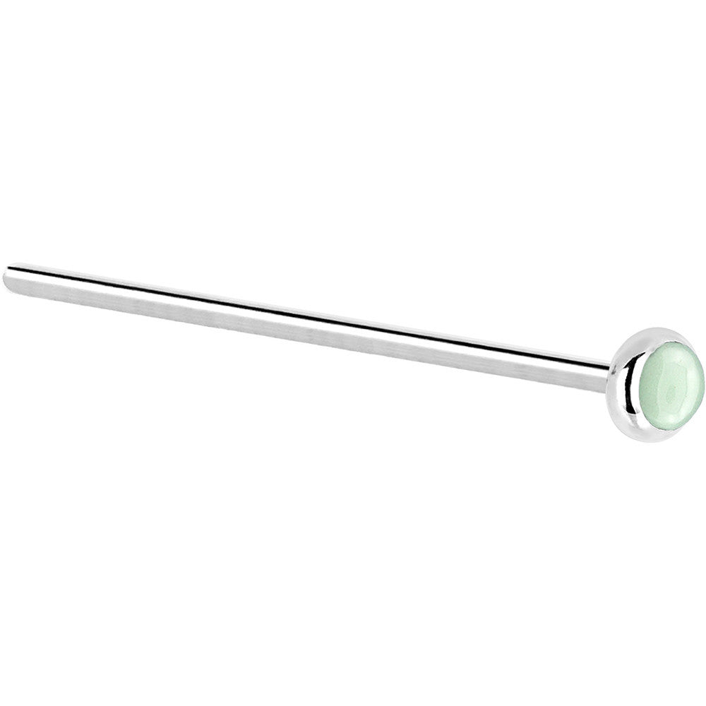 Solid 14K White Gold 2mm Aventurine Quartz Nose Ring