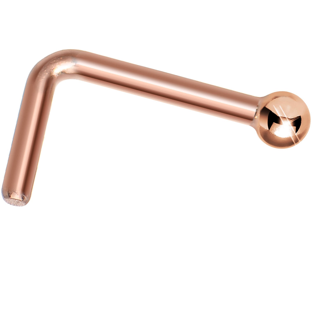 Solid 14K Rose Gold 1.5mm Ball Nose Ring