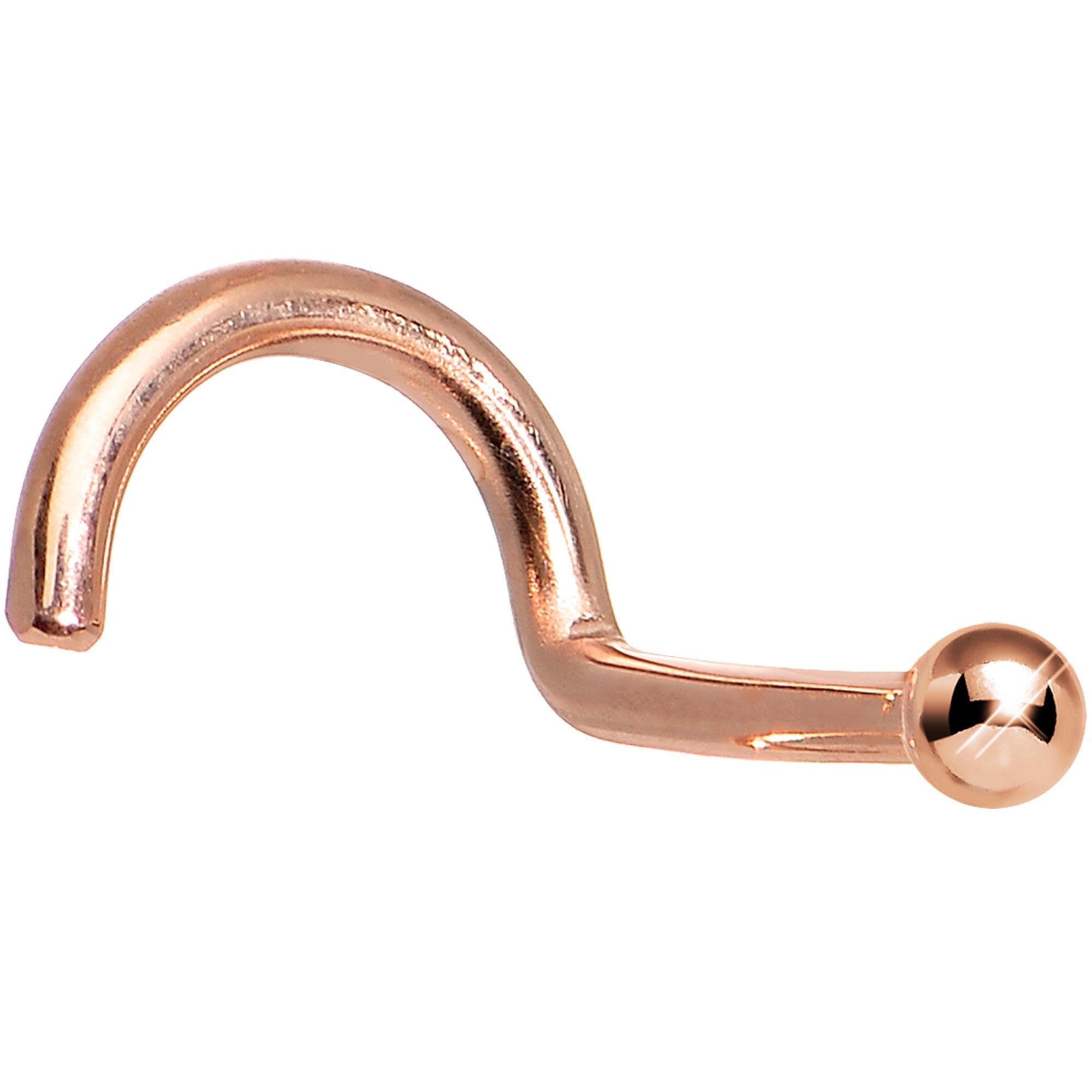 Solid 14K Rose Gold 1.5mm Ball Nose Ring