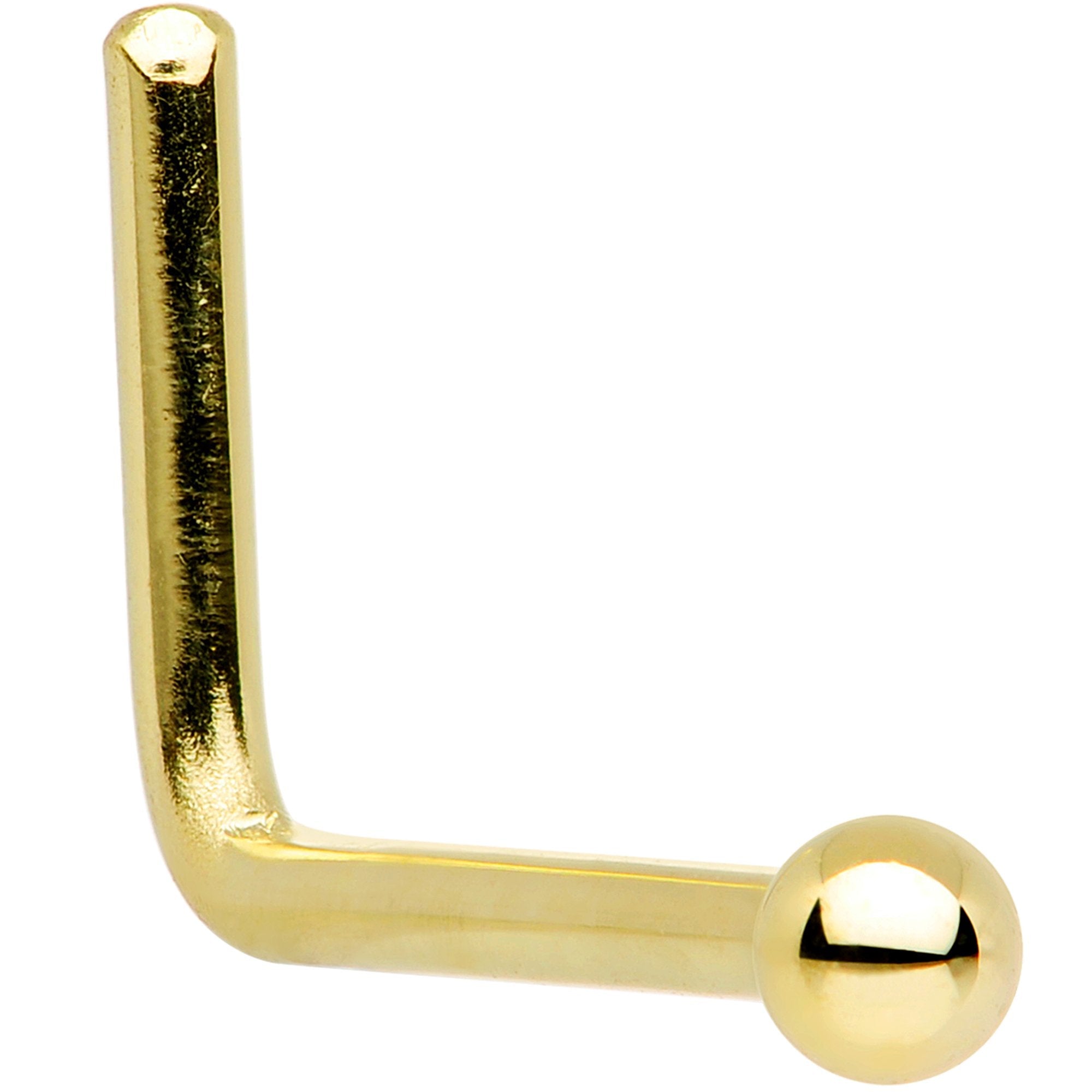 Solid 14K Yellow Gold 1.5mm Ball Nose Ring