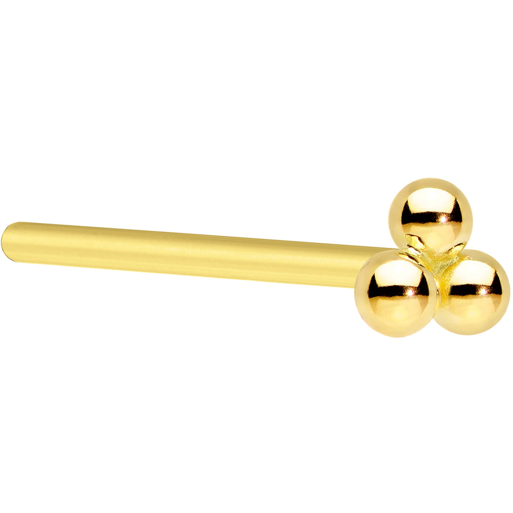14k Yellow Gold 3mm Trinity Nose Ring