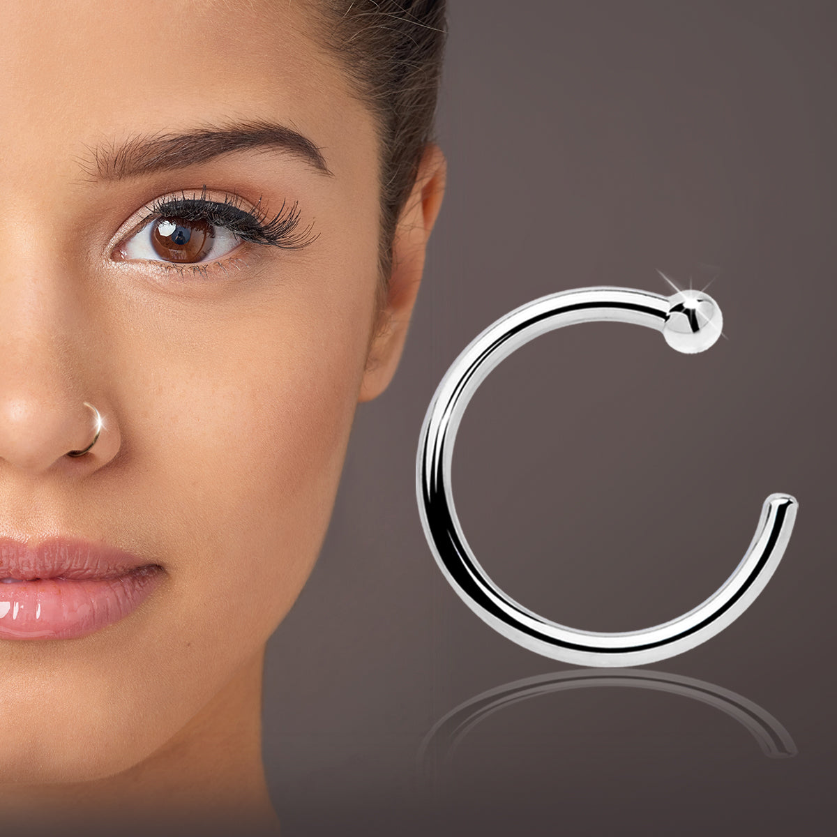 20G 5/16 Solid 14K White Gold Nose Hoop