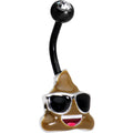 Licensed Cool As Shit emoji Clear CZ Gem Black Anodized Belly Ring