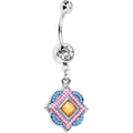 Yellow Gem Pink Baby Blue Orb Easter Sunday Dangle Belly Ring