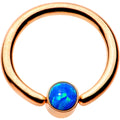 16G 5/16 Aqua Faux Opal Rose Gold IP BCR Captive Ring