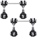 Inner Strength Buddha and Lotus Flower Barbell Dangle Nipple Ring Set