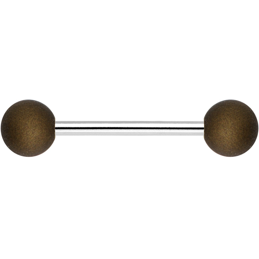 Brown Silicone Coated Acrylic Ball End Barbell Tongue Ring