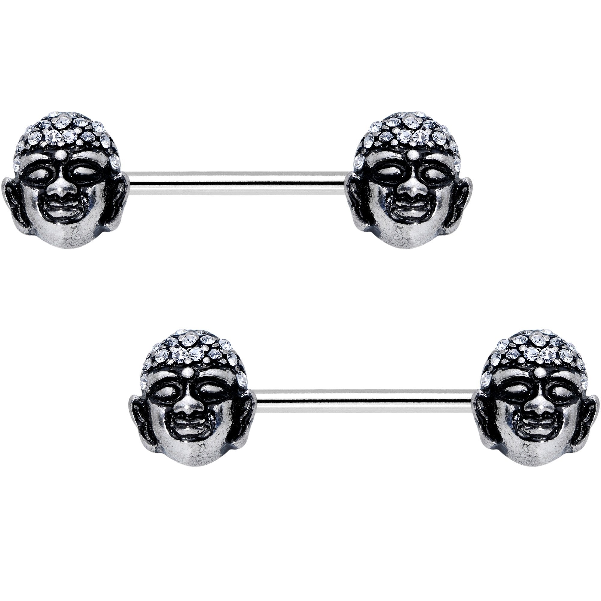 Expanding Buddha Brain Barbell Nipple Ring Set