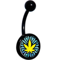 Watercolor Pot Leaf Black Belly Ring