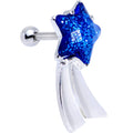 16G 1/4 Blue Gem Star Comet Tragus Cartilage Earring