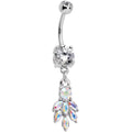 Clear Aurora Gem Mini Chandelier Dangle Belly Ring